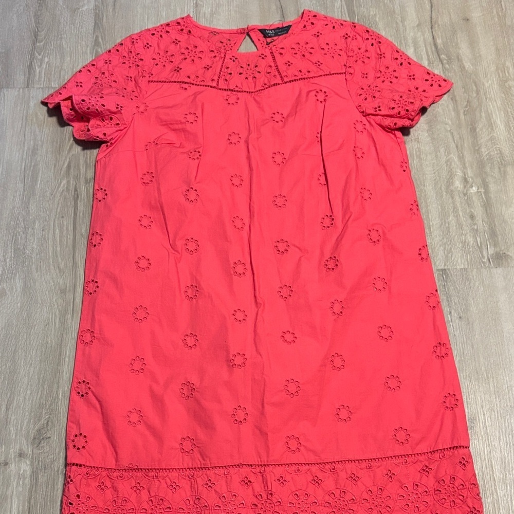 M&S Elegant Red‎ Eyelet Dress
